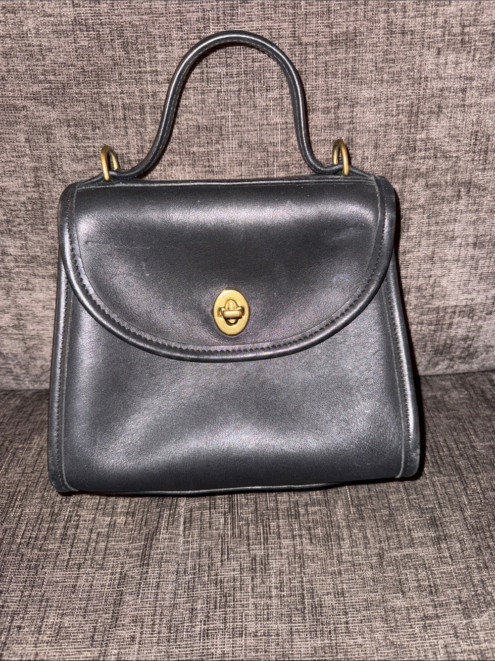 Vintage Coach Regina Classic Black Leather Top-Handle Bag